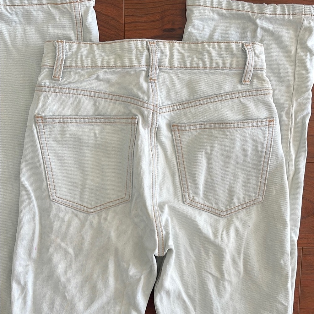 Zara High Waist Straight Leg Button Fly Light Wash Jeans - Picture 6 of 7